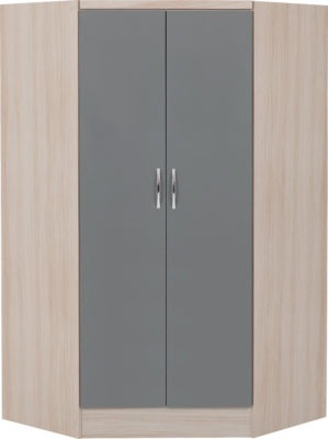 Nevada 2 Door Corner Wardrobe Grey/Oak