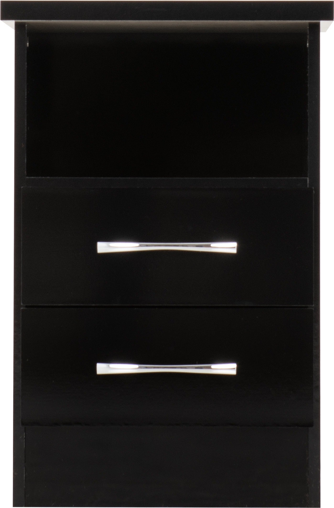 Nevada 2 Drawer Bedside in in Black Gloss Finish