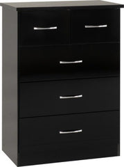 NEVADA 3 DOOR 2 DRAWER MIRRORED WARDROBE BEDROOM SET - BLACK GLOSS