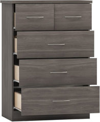 Nevada 3 +2 Drawer Chest of Drawers Black Wood Grain Effect