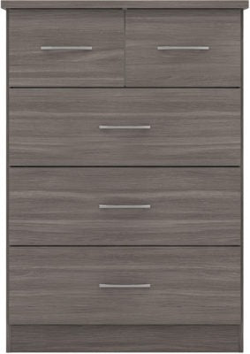 Nevada 3 +2 Drawer Chest of Drawers Black Wood Grain Effect