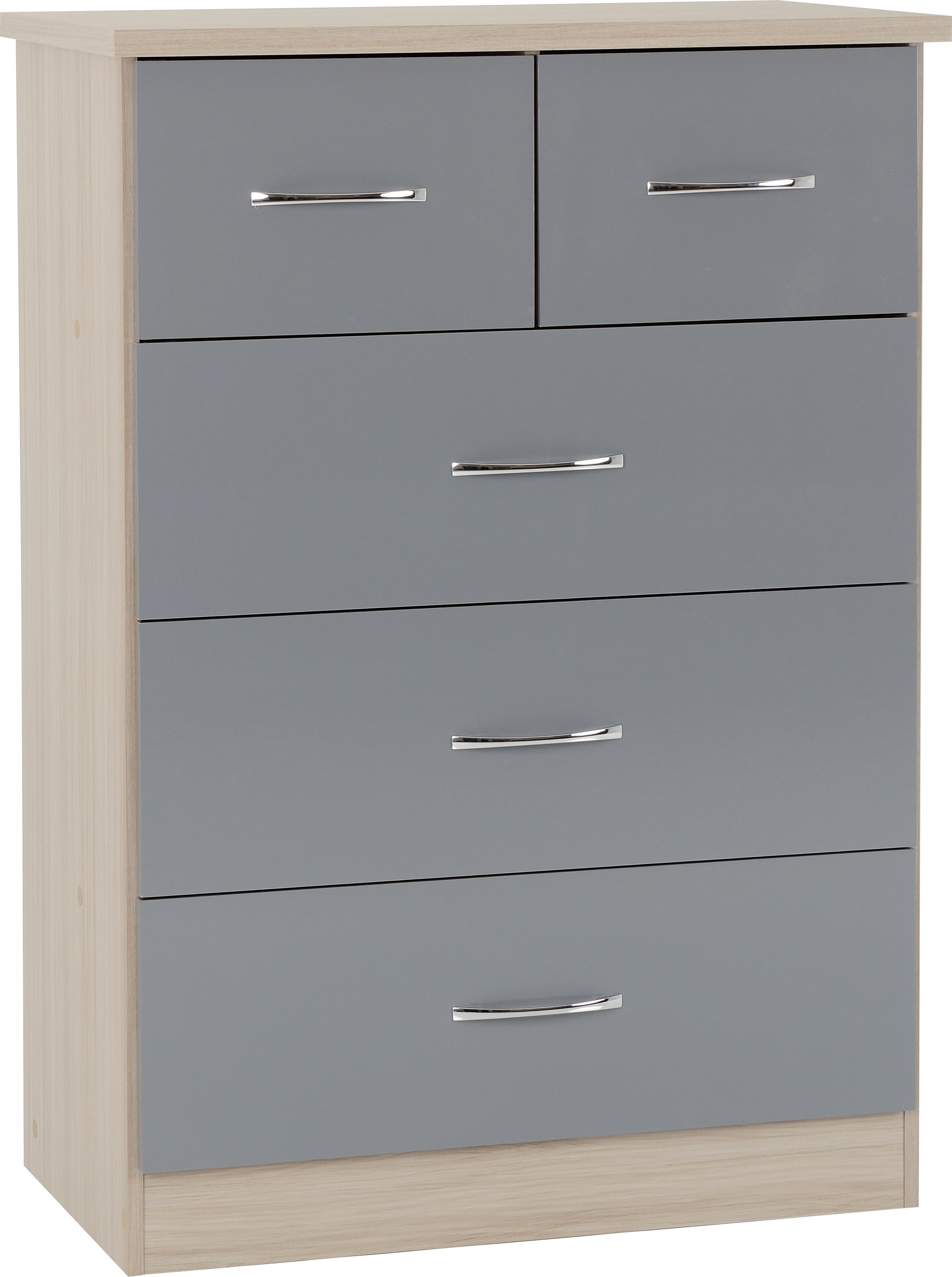 Nevada 2 Door 1 Drawer Wardrobe Bedroom Set Grey Gloss/Light Oak Effect Veneer - Online-Furniture-And-Fashion-Store