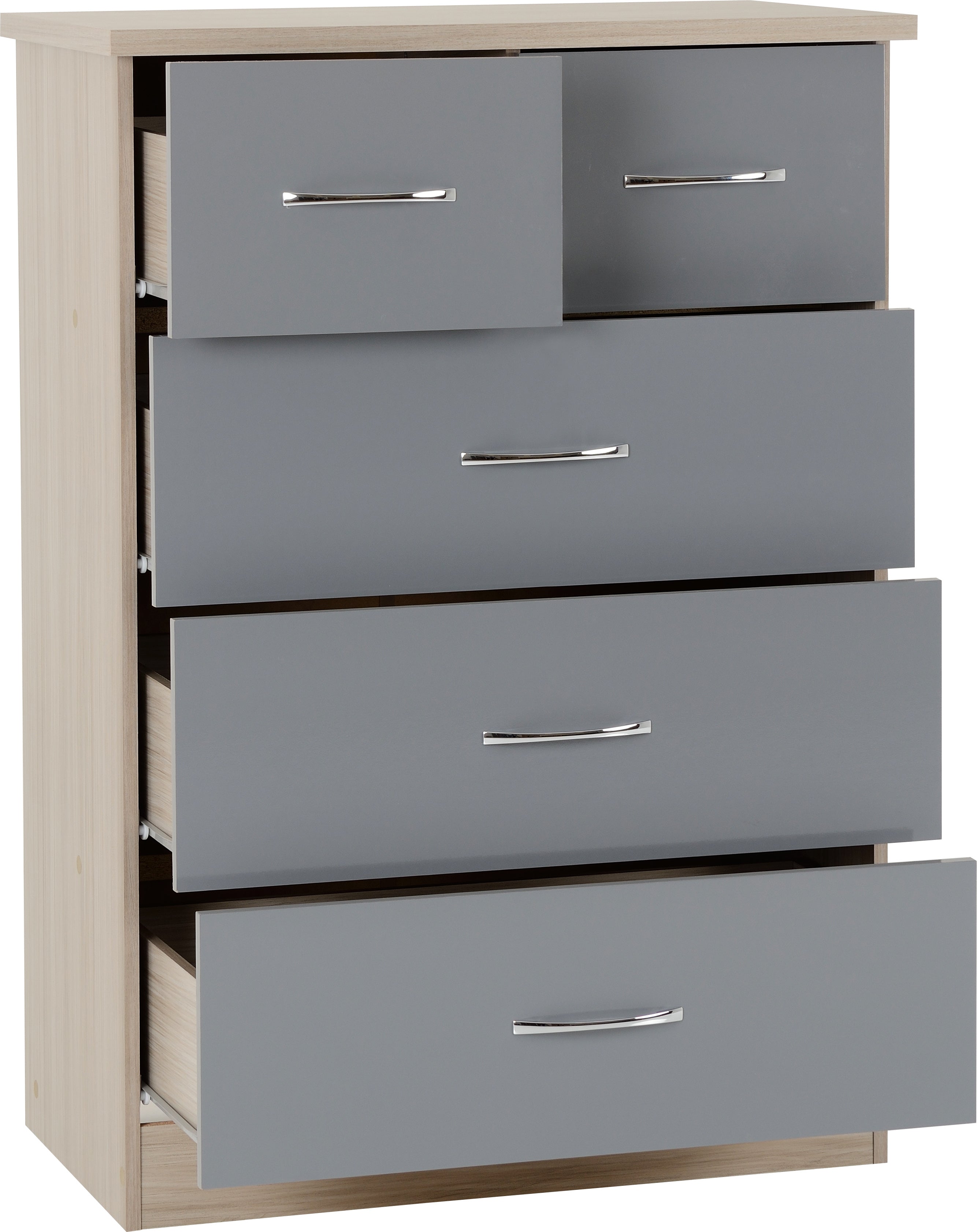 Nevada 2 Door 1 Drawer Wardrobe Bedroom Set Grey Gloss/Light Oak Effect Veneer - Online-Furniture-And-Fashion-Store