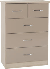 Nevada 2 Door 1 Drawer Wardrobe Bedroom Set Oyster Gloss/Light Oak Effect Veneer - Online-Furniture-And-Fashion-Store