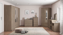 Nevada 2 Door 1 Drawer Wardrobe Bedroom Set Grey Gloss/Light Oak Effect Veneer - Online-Furniture-And-Fashion-Store