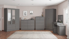 Nevada 2 Door 1 Drawer Wardrobe Bedroom Set Grey Gloss/Light Oak Effect Veneer - Online-Furniture-And-Fashion-Store