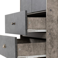 Nordic 2 Door 2 Drawer Wardrobe in Grey and Charcoal Concrete Finish