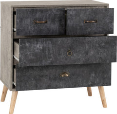 Nordic 2 + 2 Drawer Chest in Grey and Charcoal Concrete Finish