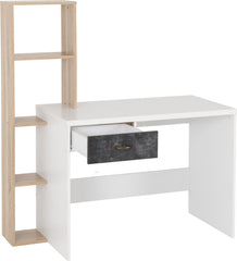 Nordic 1 Drawer Computer Desk in White Distressed Effect Finish