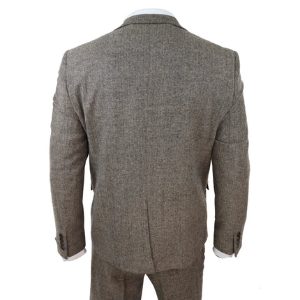 281-03 - Men's Oak 3 Piece Tweed Suit Herringbone Wool Fit