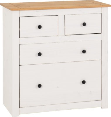Panama 2+2 Drawer Chest  in White and Natural Wax Finish