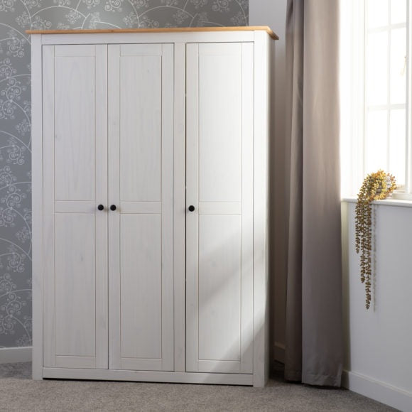 Panama 3 Door Wardrobe White/Oak Effect