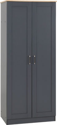 Portland 2 Door Wardrobe Grey/Oak Effect