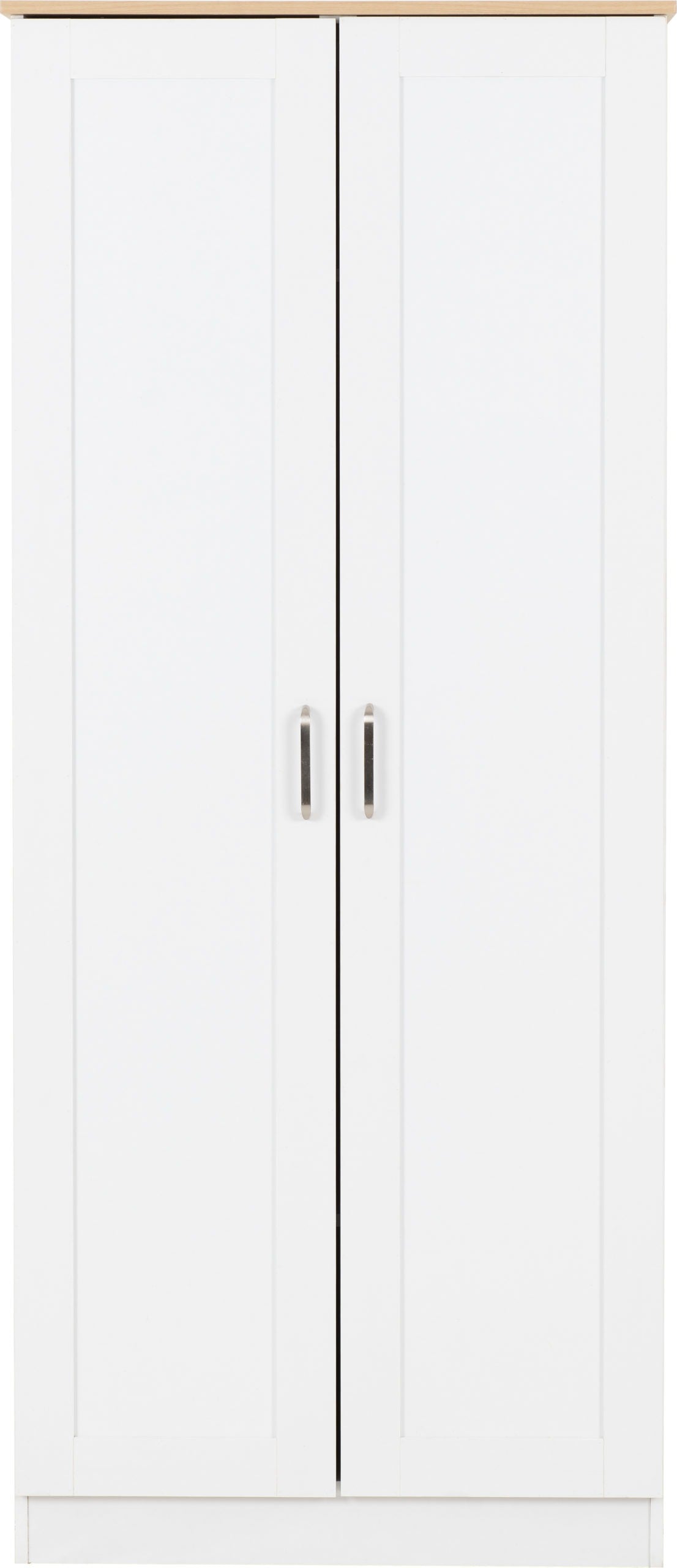 PORTLAND 2 DOOR WARDROBE  - WHITE/OAK EFFECT