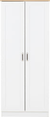 PORTLAND 2 DOOR WARDROBE  - WHITE/OAK EFFECT