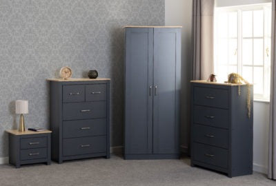 Portland 2 Door Wardrobe Grey/Oak Effect