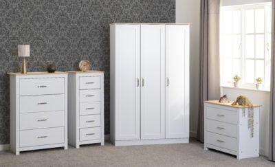 PORTLAND 3 DOOR WARDROBE  - WHITE/OAK EFFECT