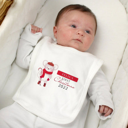 Personalised '1st Christmas' Mouse Bib