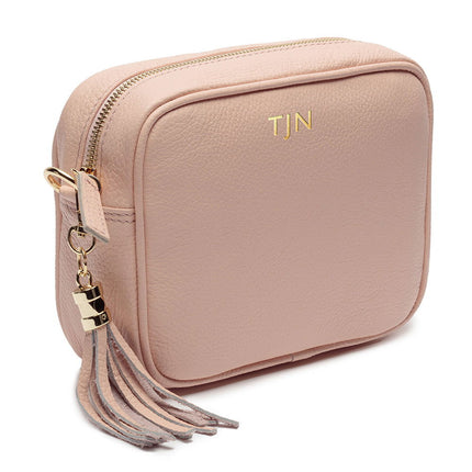 Personalised Elie Beaumont Pink Handbag With Gold Chain Strap