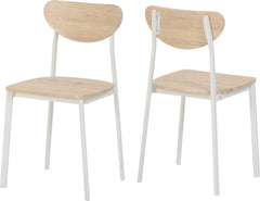 Riley Chair White and Light Oak Effect Veneers Chair x2 Priced per Pair