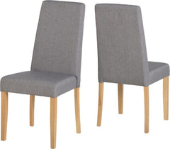 Rimini Dining Chair x2 in Grey Fabric with Oak Legs Sold Per Pair