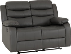 Roma 3 and 2 Seater Recliner Suite with Cup Holders Grey Faux Leather