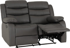 Roma 3 and 2 Seater Recliner Suite with Cup Holders Grey Faux Leather