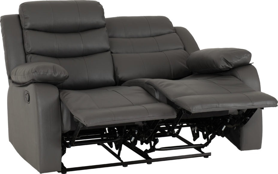 Roma 3 and 2 Seater Recliner Suite with Cup Holders Grey Faux Leather