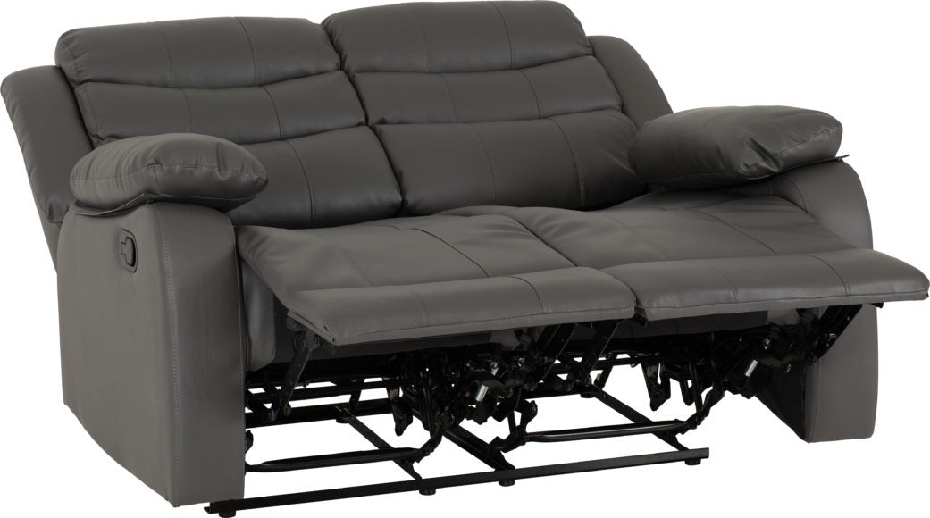 Roma 3 and 2 Seater Recliner Suite with Cup Holders Grey Faux Leather