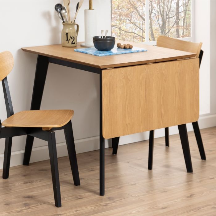 Roxby Extending Dining Table 80-120cm in Oak & Black - Sits 2-4 people