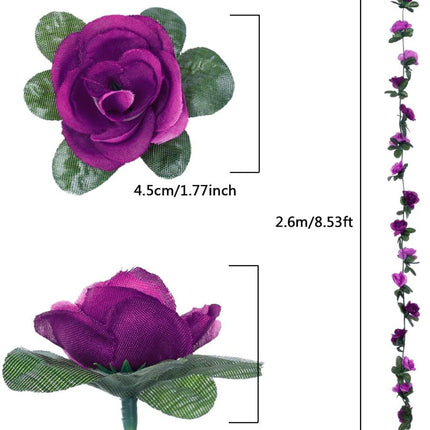 YouYouHuan 2 Pcs Artificial Rose Vine Garland for Wedding & Home Decor
