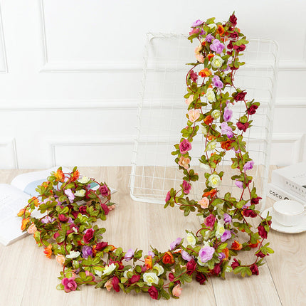 YouYouHuan 2 Pcs Artificial Rose Vine Garland for Wedding & Home Decor