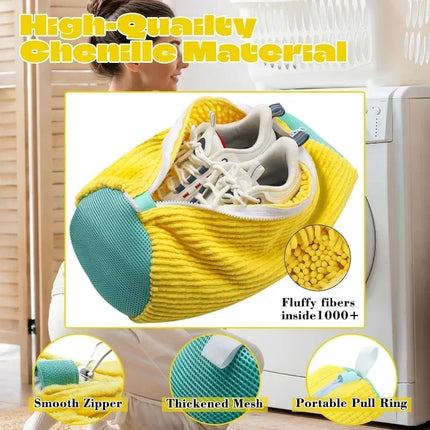 Laundry Bags Shoe Washing Machine Bag-with Zipper Laundry Bag with Rich Fluff Inside, Perfect for Sneakers and Casual Shoes