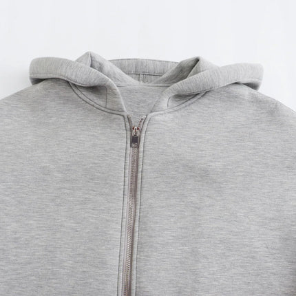 2024 Spring and Autumn New Casual Street Loose Oversize Hooded Zipper Hoodie Space Cotton Jacket Coat Lazy Women's Cardigan