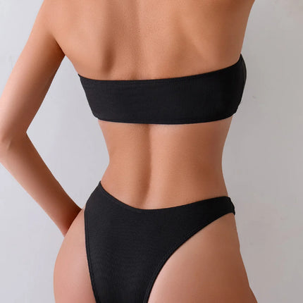 "2025 Sexy Bandeau Push-Up Bikini Set - Brazilian Thong Swimwear for Women"