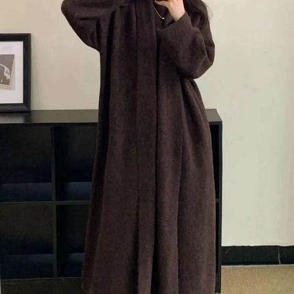 Elegant Knitted 3 Piece Set Women Long Cardigan Coat Sleeveless Vest High Waist A-line Long Skirt