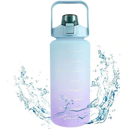 2L Water Bottle Motivational Water Bottle with Time & Capacity Marker BPA-Free Sports Water Cup Fitness Gym Running Exercise