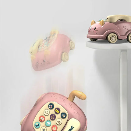 Baby 3-in-1 Musical Phone Toys Toddler Interactive Learning Toy with Lights Cat Telephone Story Early Education Montessori Gift