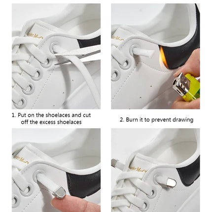Flat Elastic Shoe Laces Sneakers No Tie Shoelaces for Shoes Tennis Quick Shoelace Clips Without Ties Shoe Accessories Kids Adult