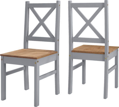 Salvador Tile Top Dining Set 2 Chairs Slate Grey Distressed Waxed Pine