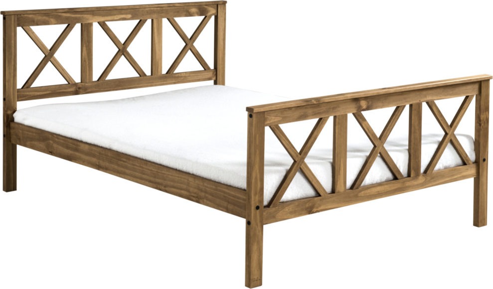 Salvador 4ft6 Double Bed High Foot End in Distressed Waxed Pine Frame Only