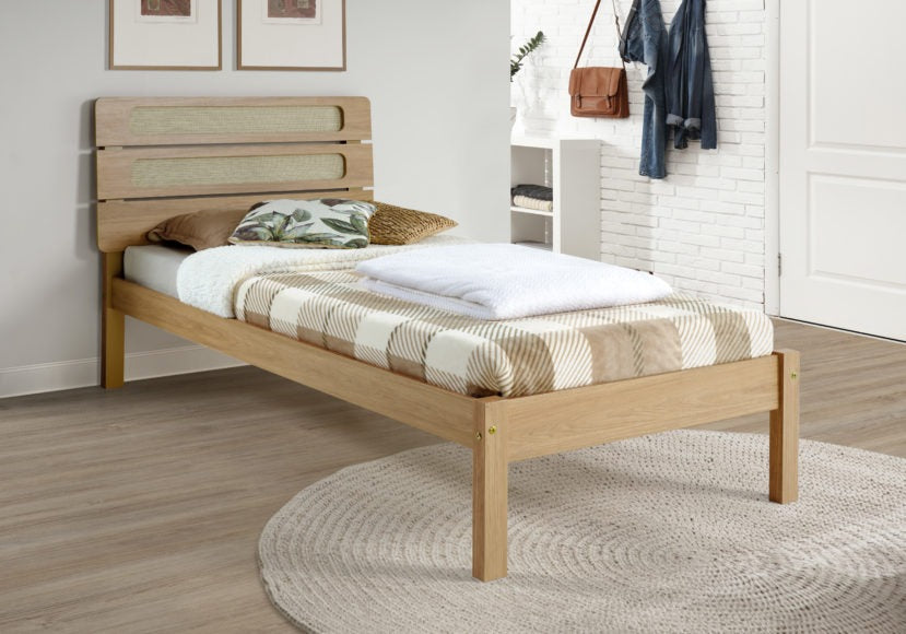 SANTANA 3' BED  - LIGHT OAK/RATTAN EFFECT Mattress and Delivery Included