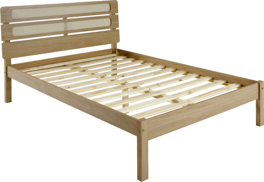 SANTANA 4'6" BED  - LIGHT OAK/RATTAN EFFECT Mattress and Delivery included