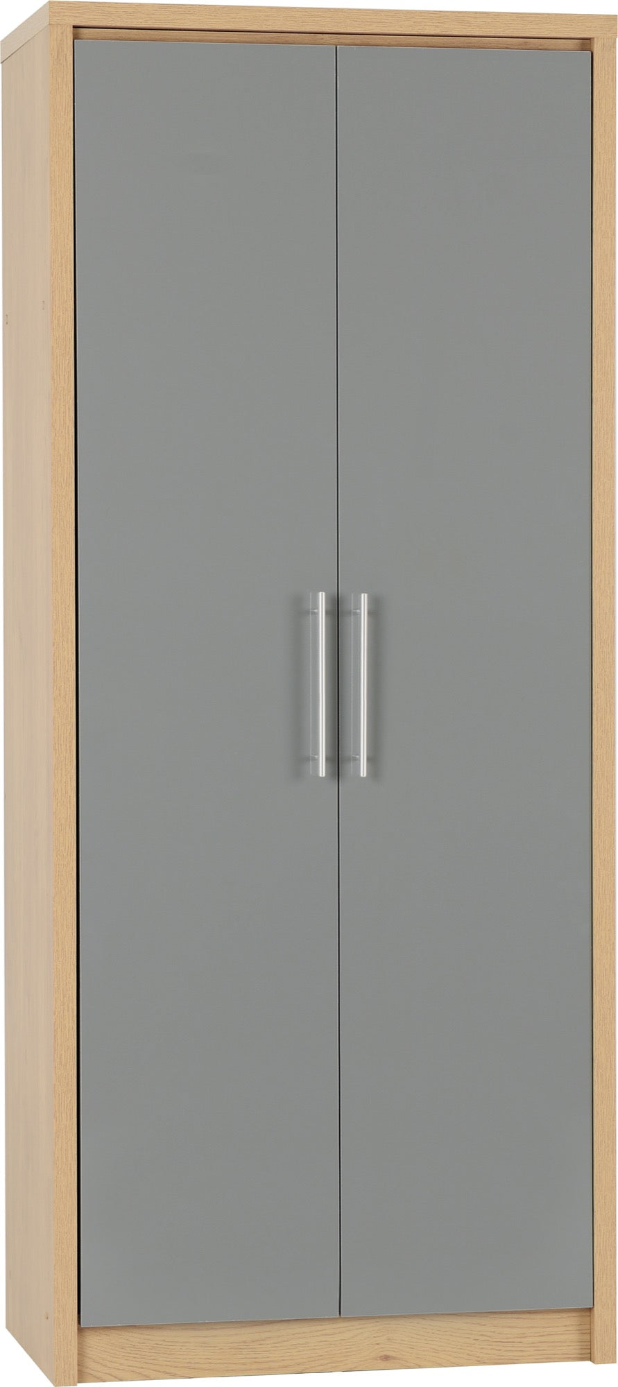 Seville 2 Door Wardrobe Oak and Grey Gloss Finish