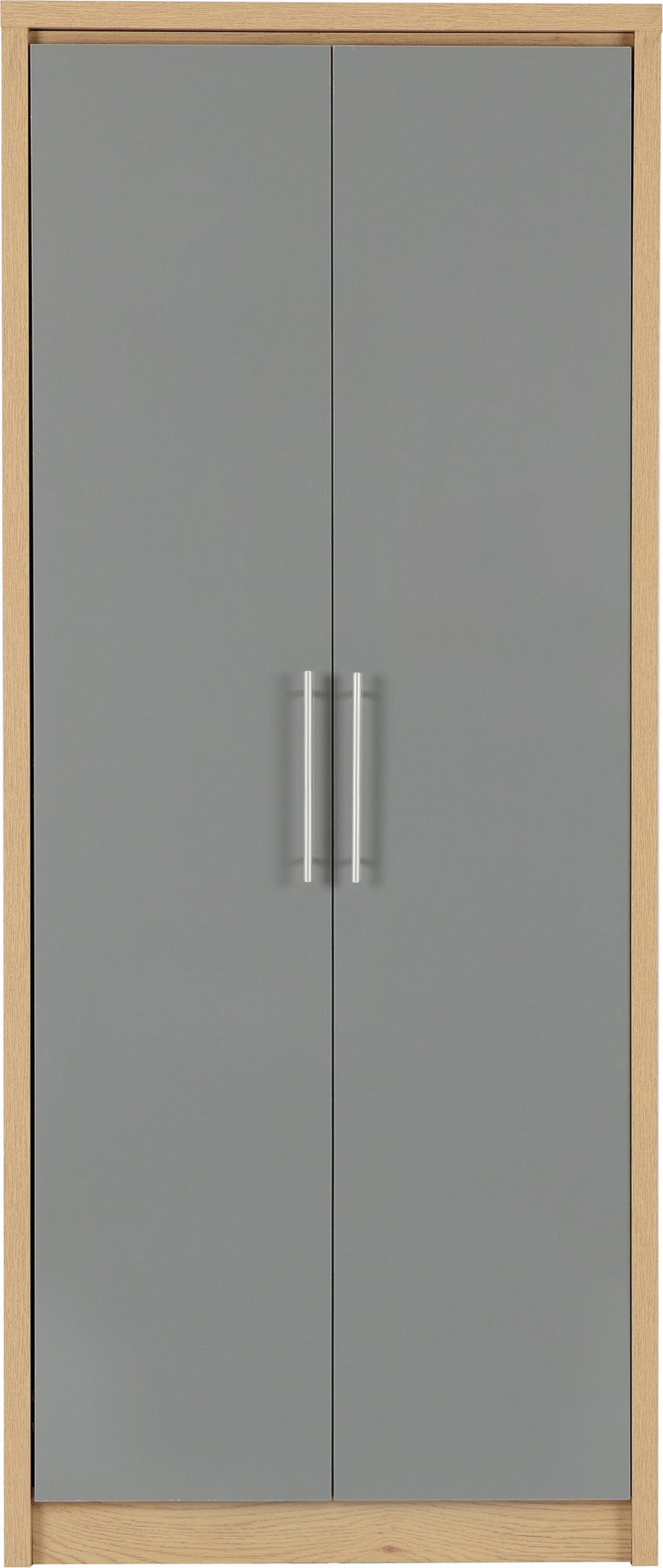 Seville 2 Door Wardrobe Oak and Grey Gloss Finish