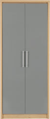 Seville 2 Door Wardrobe Oak and Grey Gloss Finish