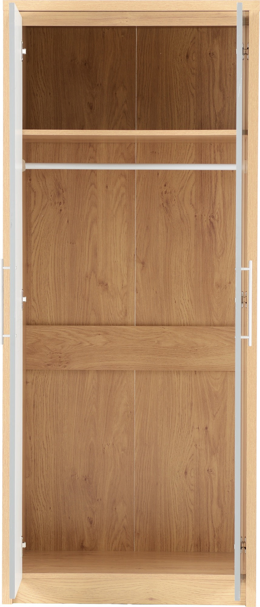 Seville 2 Door Wardrobe Oak and Grey Gloss Finish