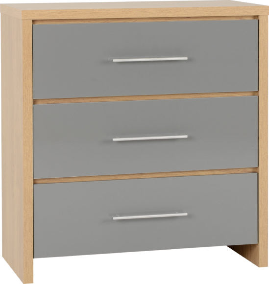 SEVILLE BEDROOM SET - GREY HIGH GLOSS/LIGHT OAK EFFECT VENEER