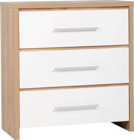 SEVILLE BEDROOM SET - WHITE HIGH GLOSS/LIGHT OAK EFFECT VENEER