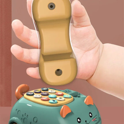 Baby 3-in-1 Musical Phone Toys Toddler Interactive Learning Toy with Lights Cat Telephone Story Early Education Montessori Gift